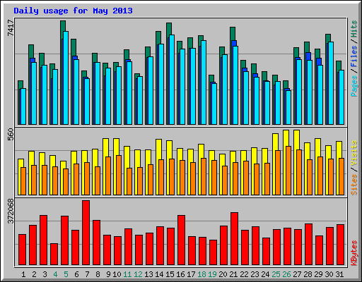 Daily usage for May 2013