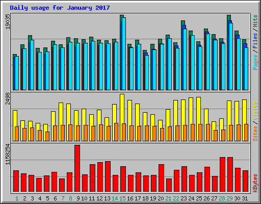 Daily usage for January 2017