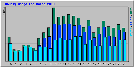 Hourly usage for March 2013