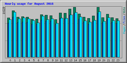 Hourly usage for August 2016